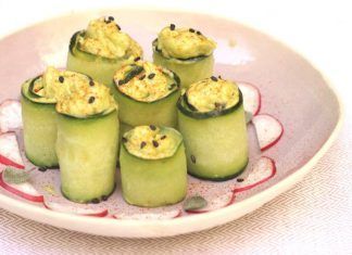 Receta: Rollitos de pepino con mayonesa de aguacate rollitos de pepino