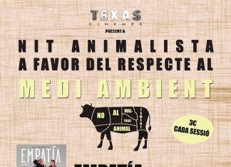 Noche animalista a favor del respeto al medio ambiente, el jueves 19 de octubre en Barcelona Noche animalista La Barbacoa Empatía Cinemes Texas