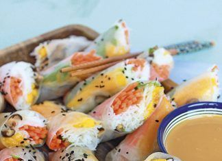 Summer rolls con salsa de cacahuetes Summer rolls con salsa de cacahuetes