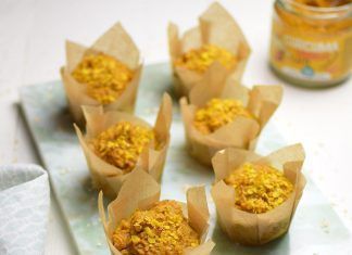 Magdalenas veganas de zanahoria y cúrcuma. Sin azúcar, mantequilla ni huevos Magdalenas veganas de zanahoria y cúrcuma. Sin azúcar, mantequilla ni huevos
