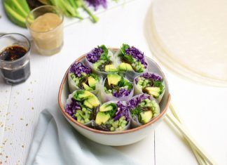 Receta: Rollitos de primavera con algas, aguacate y col lombarda Rollitos de primavera con algas, aguacate y col lombarda