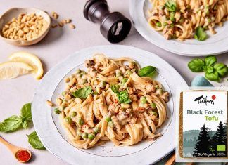 Receta: Pasta carbonara vegana con guisantes y tofu ahumado crujiente pasta carbonara vegana