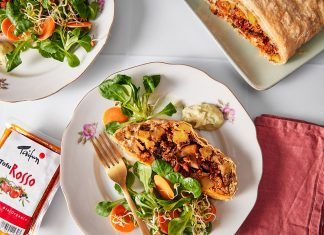 Receta: strudel de tofu mediterráneo con patatas Strudel de tofu mediterráneo