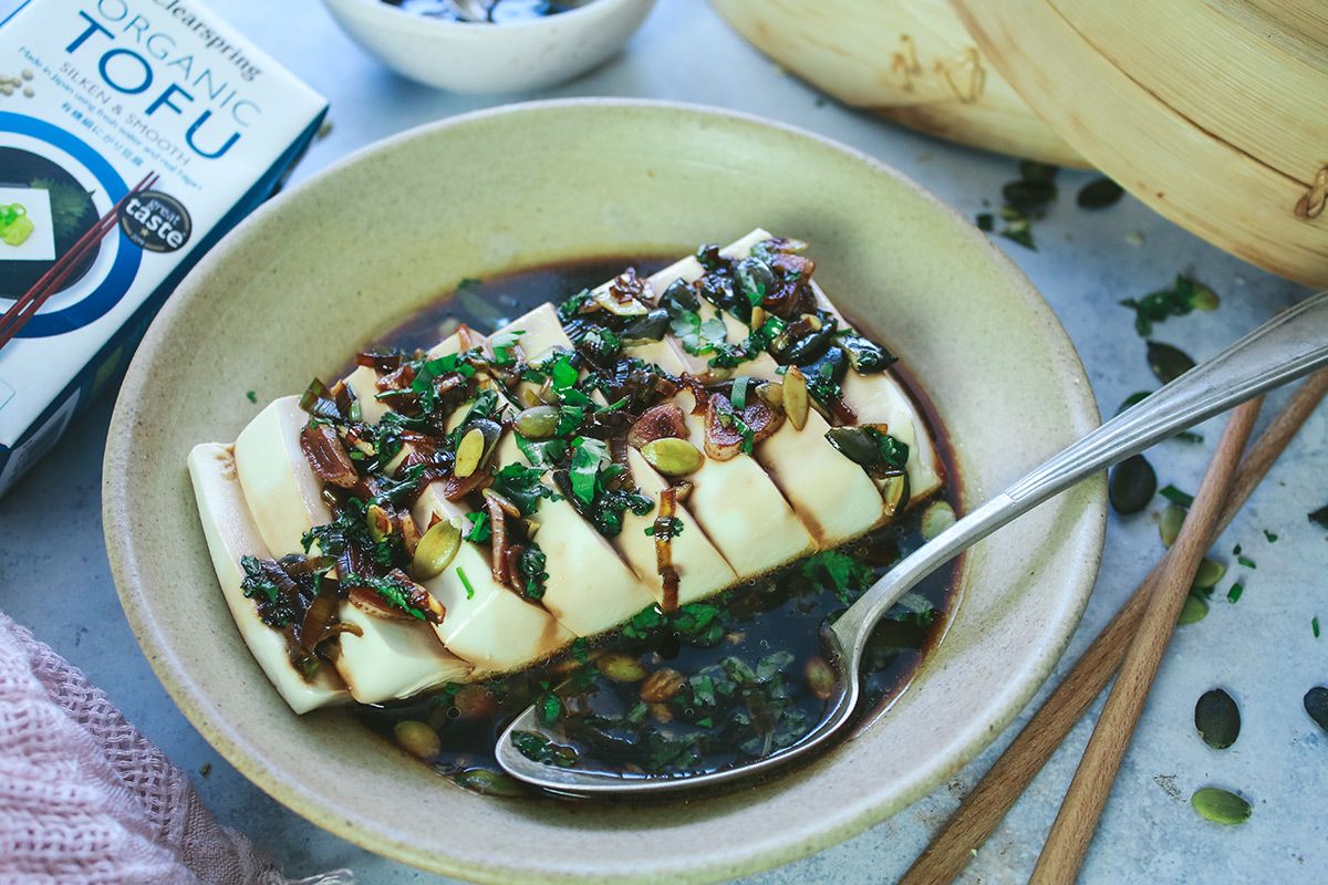 tofu sedoso al vapor