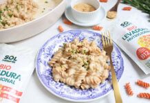 Receta: Fusilli de lentejas con salsa de queso vegana