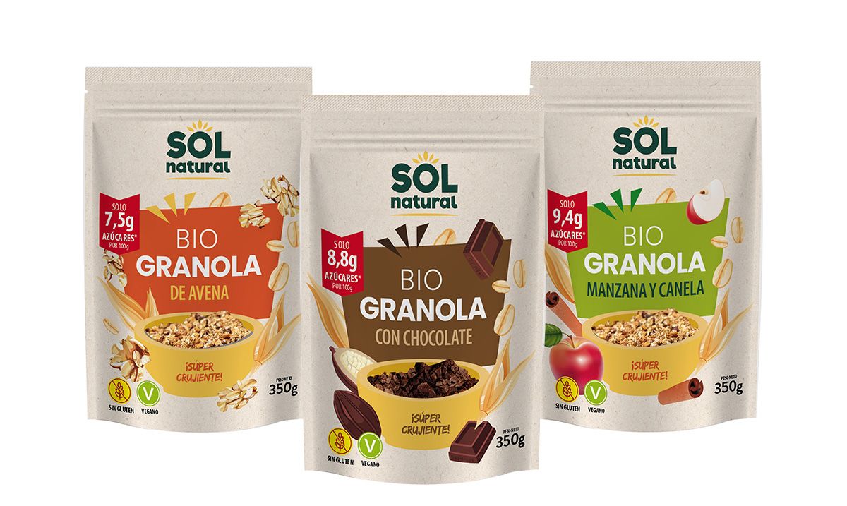 Granolas crujientes de avena bajas en azúcar, de Sol Natural